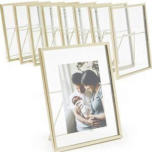 Gold Glass Floating Frames, 5” x 7” Photos 16 pc